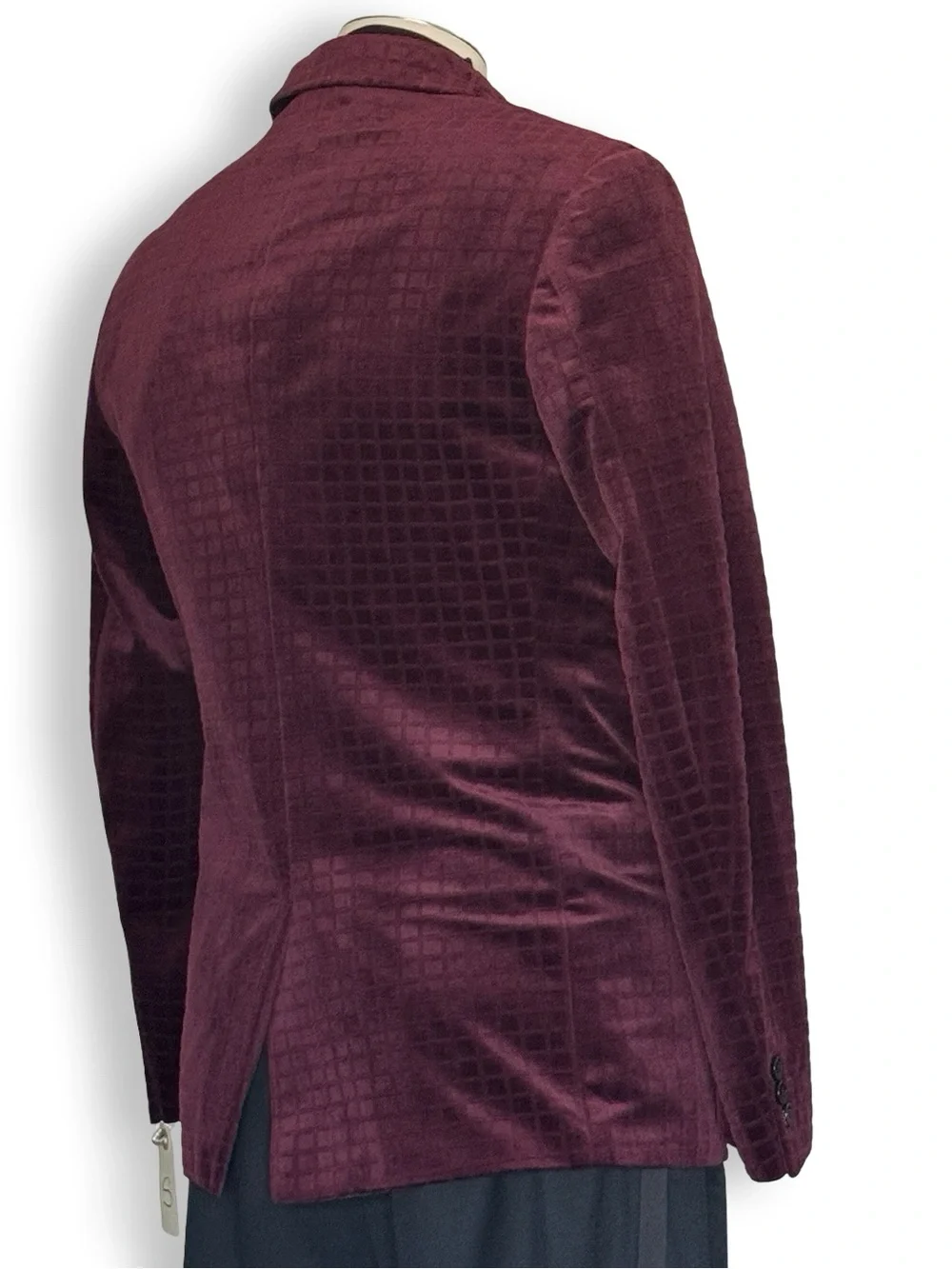 Vintage Y2K Alfani Burgundy Textured Velvet Blazer Sport Coat Hollywood Costume
